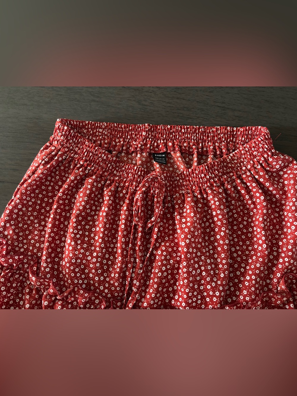 SHEIN Red Tiered A-Line Skirt with White Dots - Picture 2 of 3